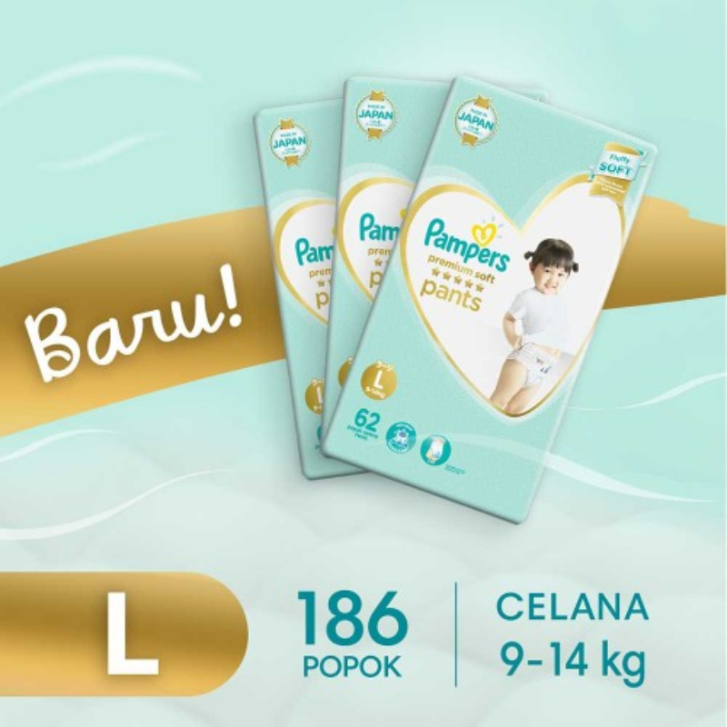 â Pampers Popok Celana L 3x62 Premium Care - Popok Bayi