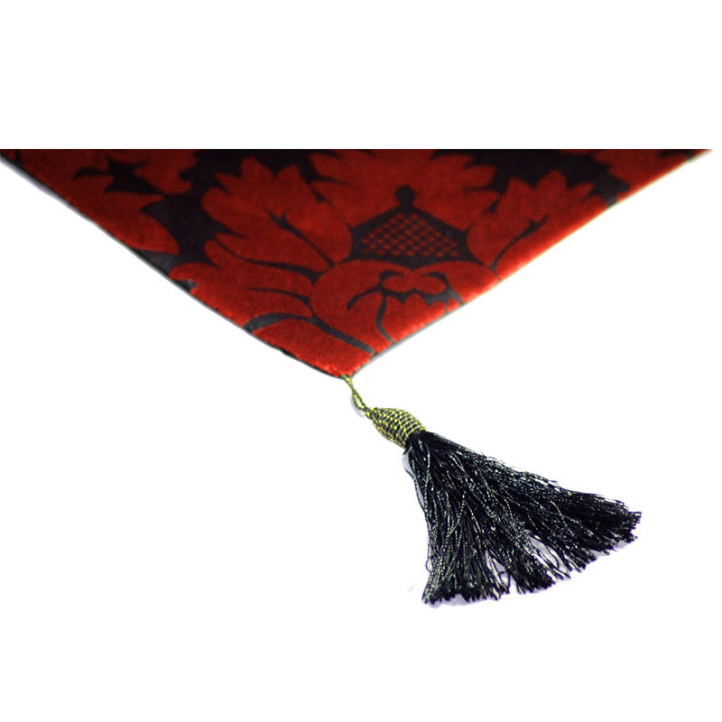Tren-Dhome - Table Runner/Taplak Meja Bludru Flower - Merah [33 x