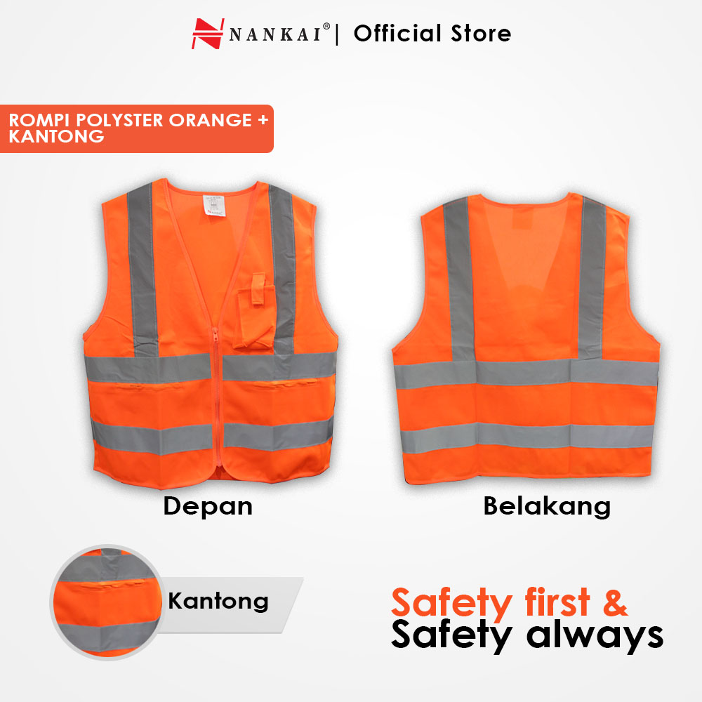 Jual Rompi Polyster dengan Kantong - Orange Nankai Online