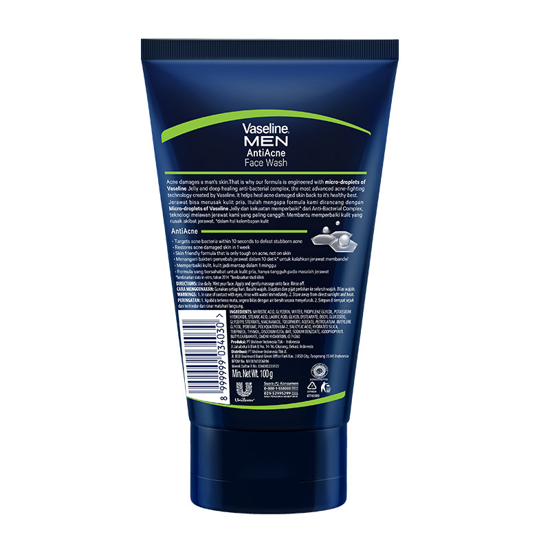 Promo Vaseline Men Anti Acne Face Wash [100 Gr] Diskon 6 Di Seller Unilever Store Official