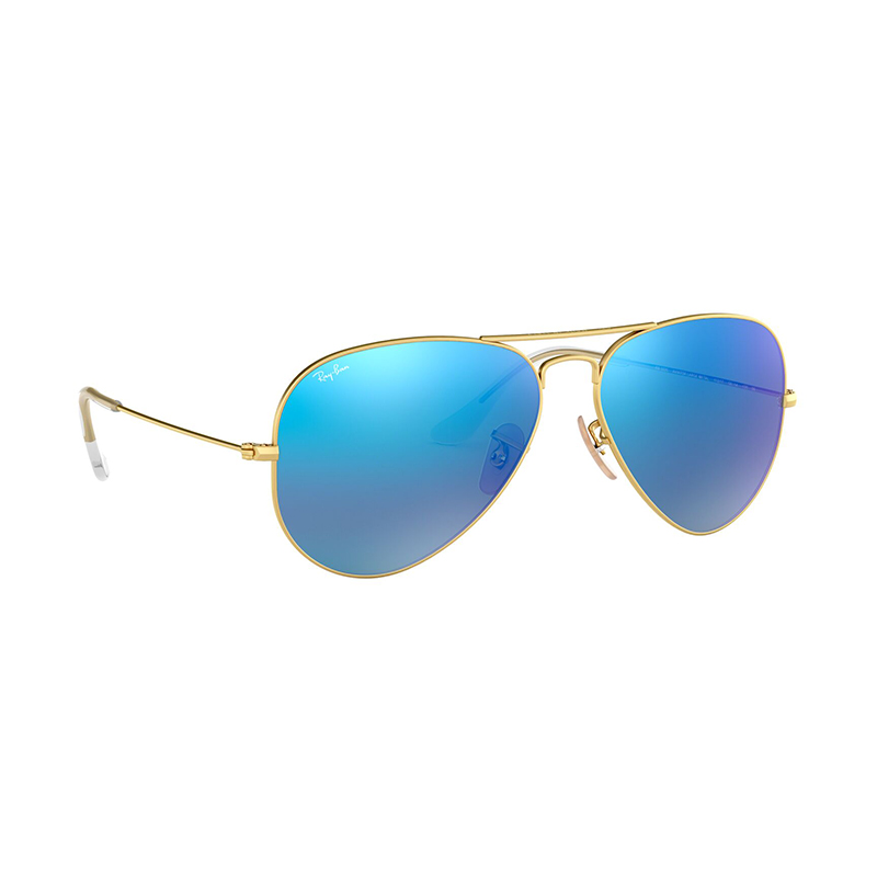 ray ban rb3025 unisex matte gold blue metal aviator sunglasses