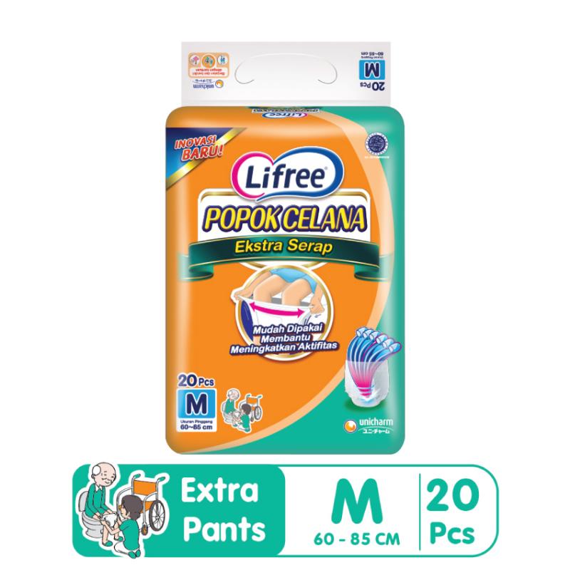 Promo 120 pcs Lifree (M) Ekstra Serap Isi 2 Dus (6 bag M 20) Popok