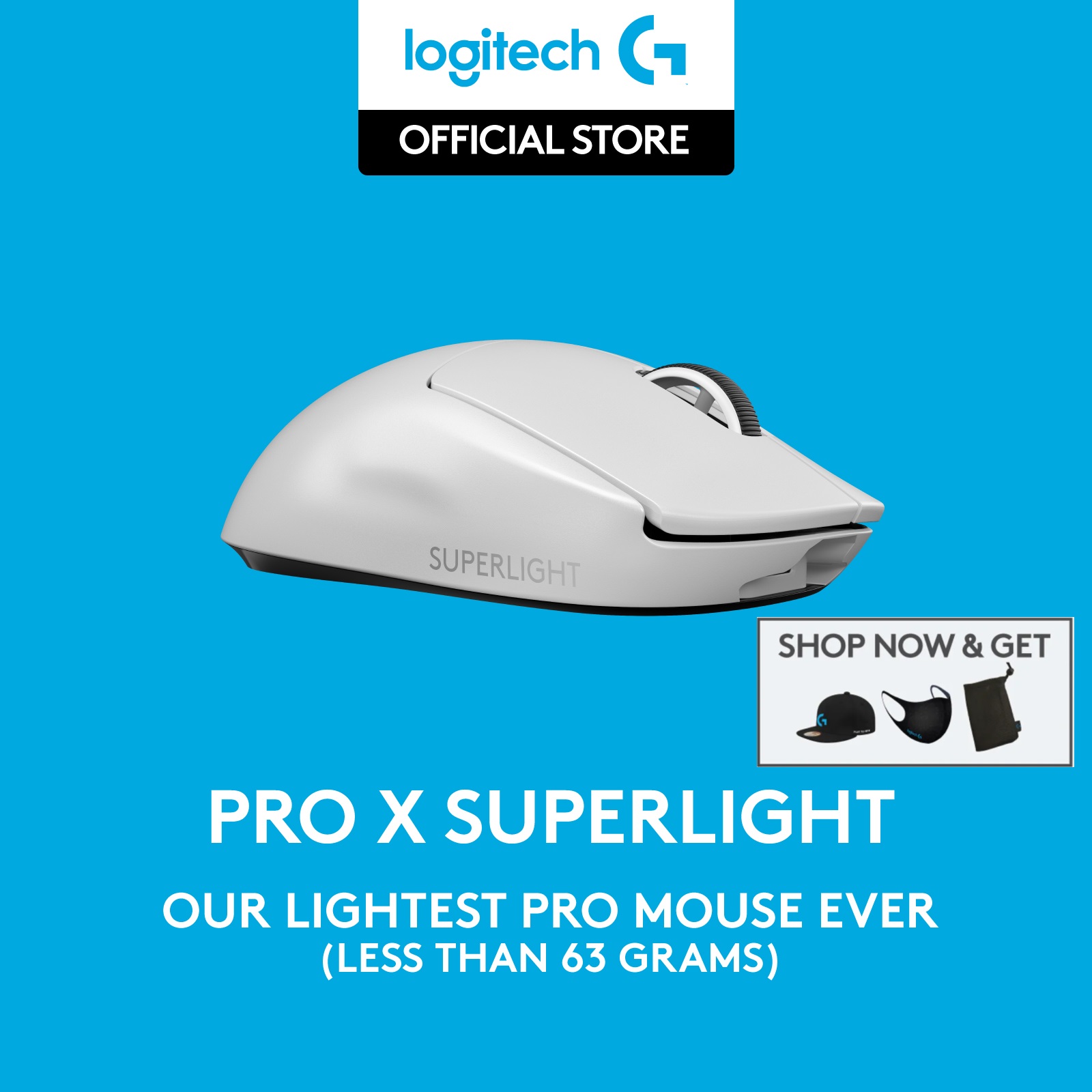 Jual Logitech PRO X Superlight Gaming Mouse - White Free