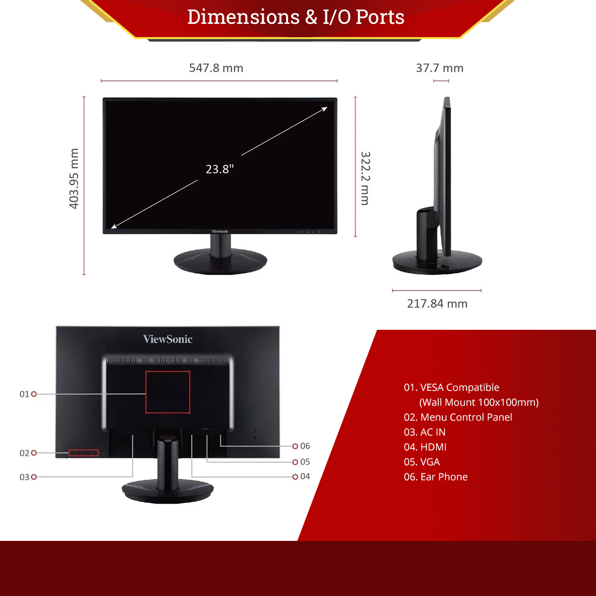 Jual ViewSonic IPS Monitor VA2418-SH 