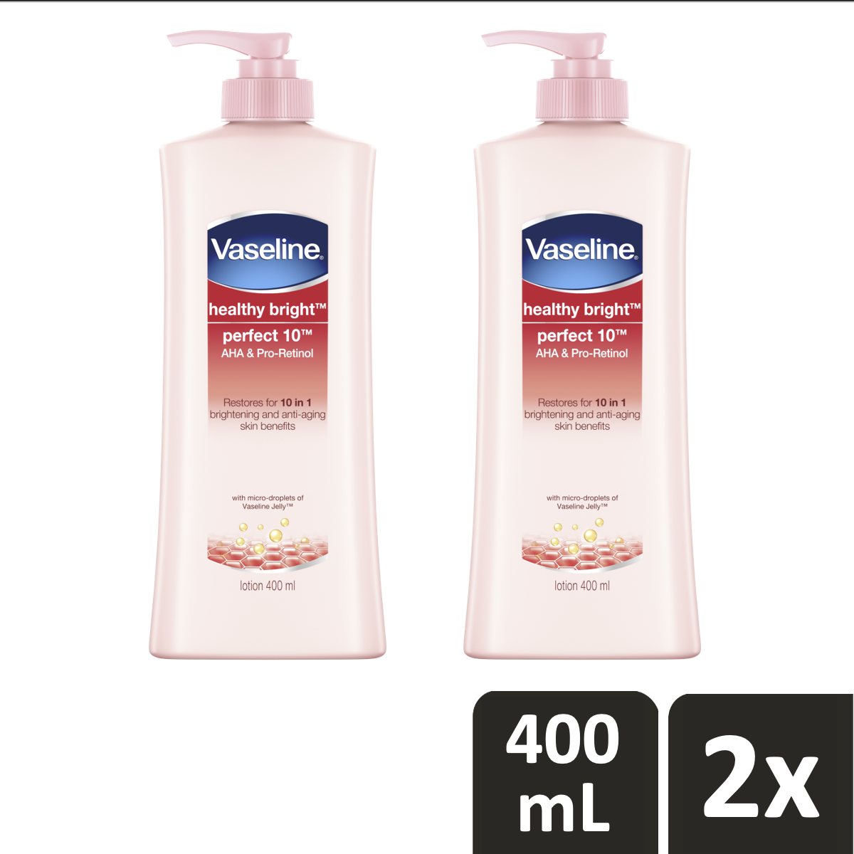 Jual Vaseline Healthy Bright Perfect10 With Aha & Proretinol Body Lotion [400 Ml/twin Pack] Di