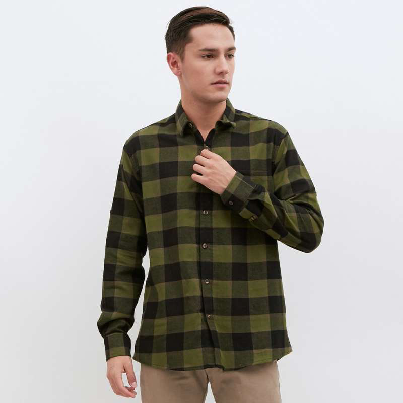 Promo Kemeja Pria Flannel Panjang Warna 