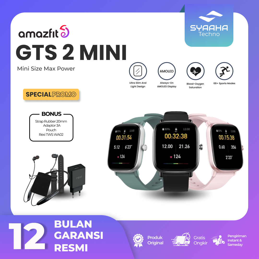 Promo Amazfit GTS 2 Mini Smartwatch Blood oxygen Saturation