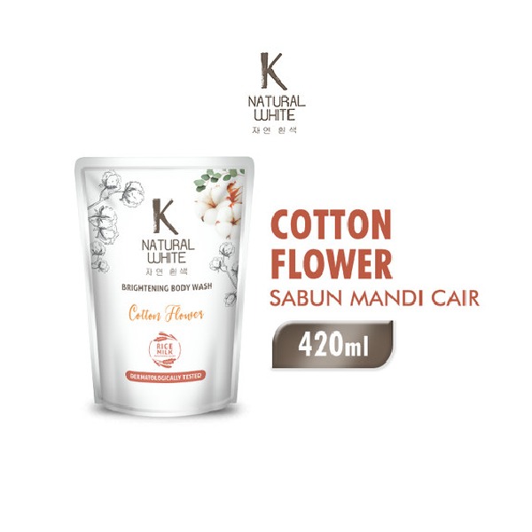 Promo KNatural White Cotton Flower Body Wash [420 mL/ Pouch] Diskon 27 di Seller Bliblimart
