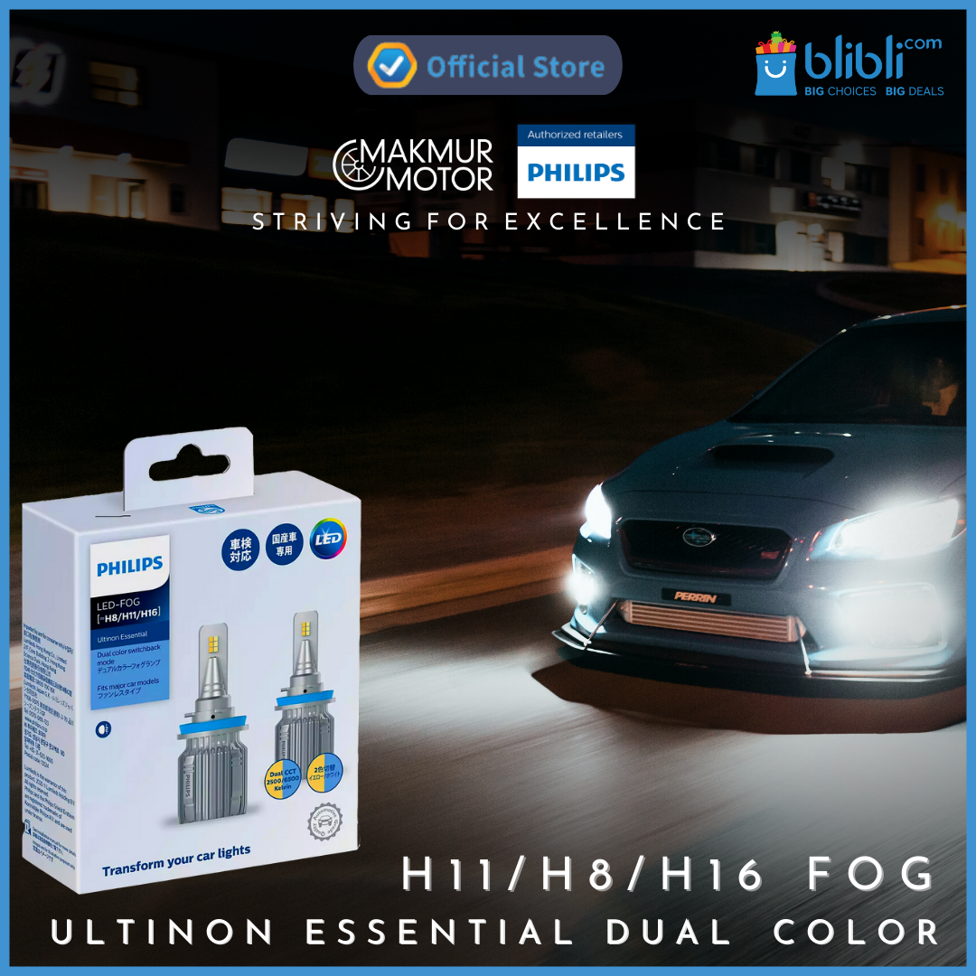 Jual PHILIPS LED FOGLAMP H11/H8/H16 ULTINON ESSENTIAL 2 WARNA 2500K