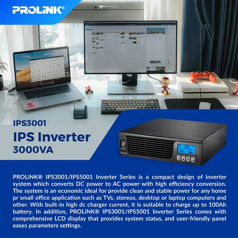 Jual Prolink IPS3001 Series Inverter Charging UPS Power Backup di