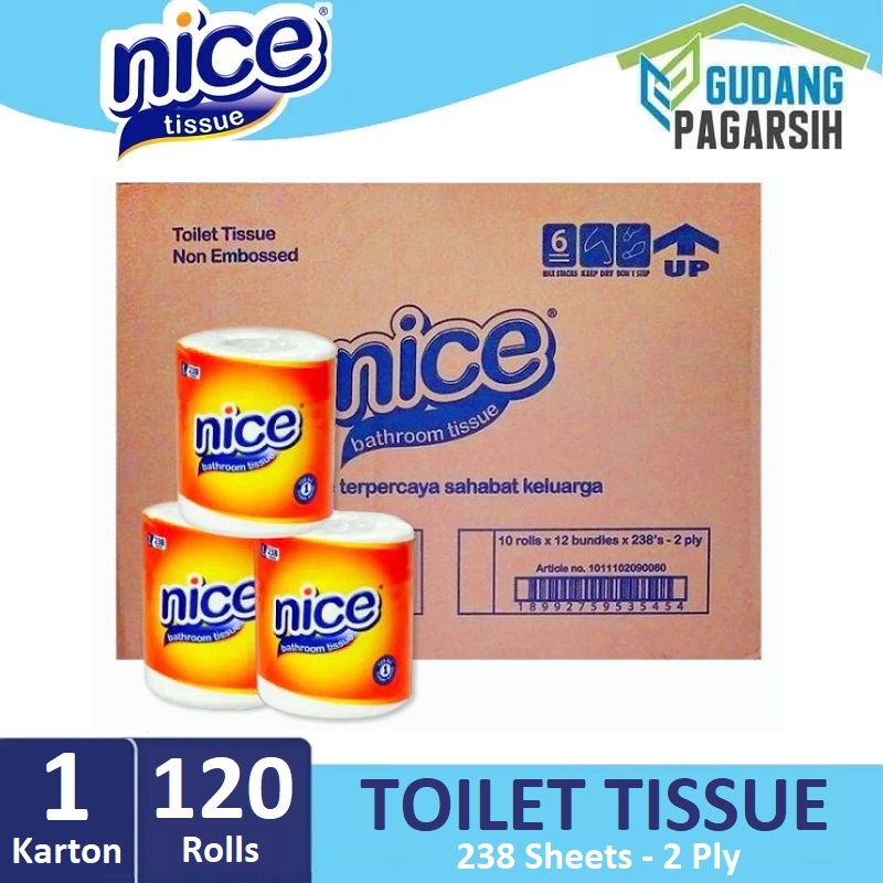 Promo Nice Core Non Embossed Tissue Toilet [238 Sheets/ 120 Rolls/ Karton] Diskon 16 Di Seller