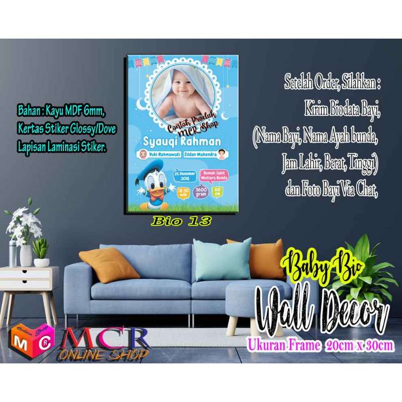 Jual Custom Frame Biodata Bayi Anak Baby Bio Decor Pajangan Custom ...