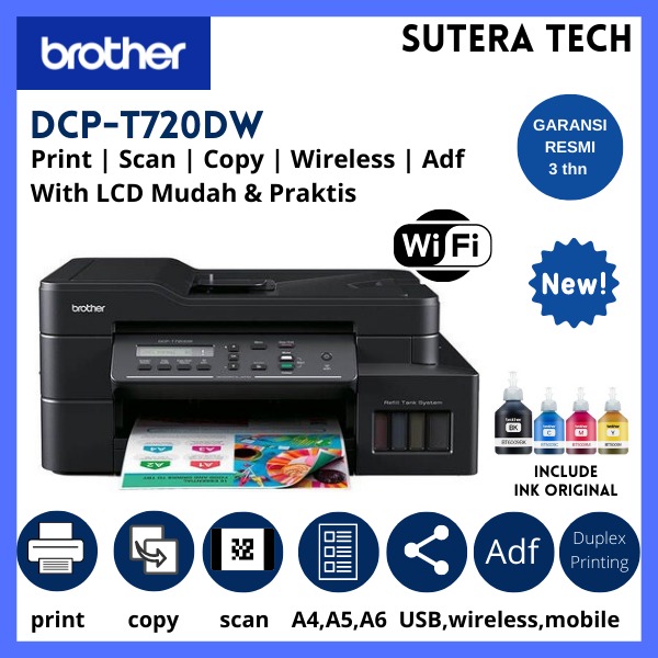 Jual Brother DCP-T720DW Ink Tank Printer - Black di Seller ...