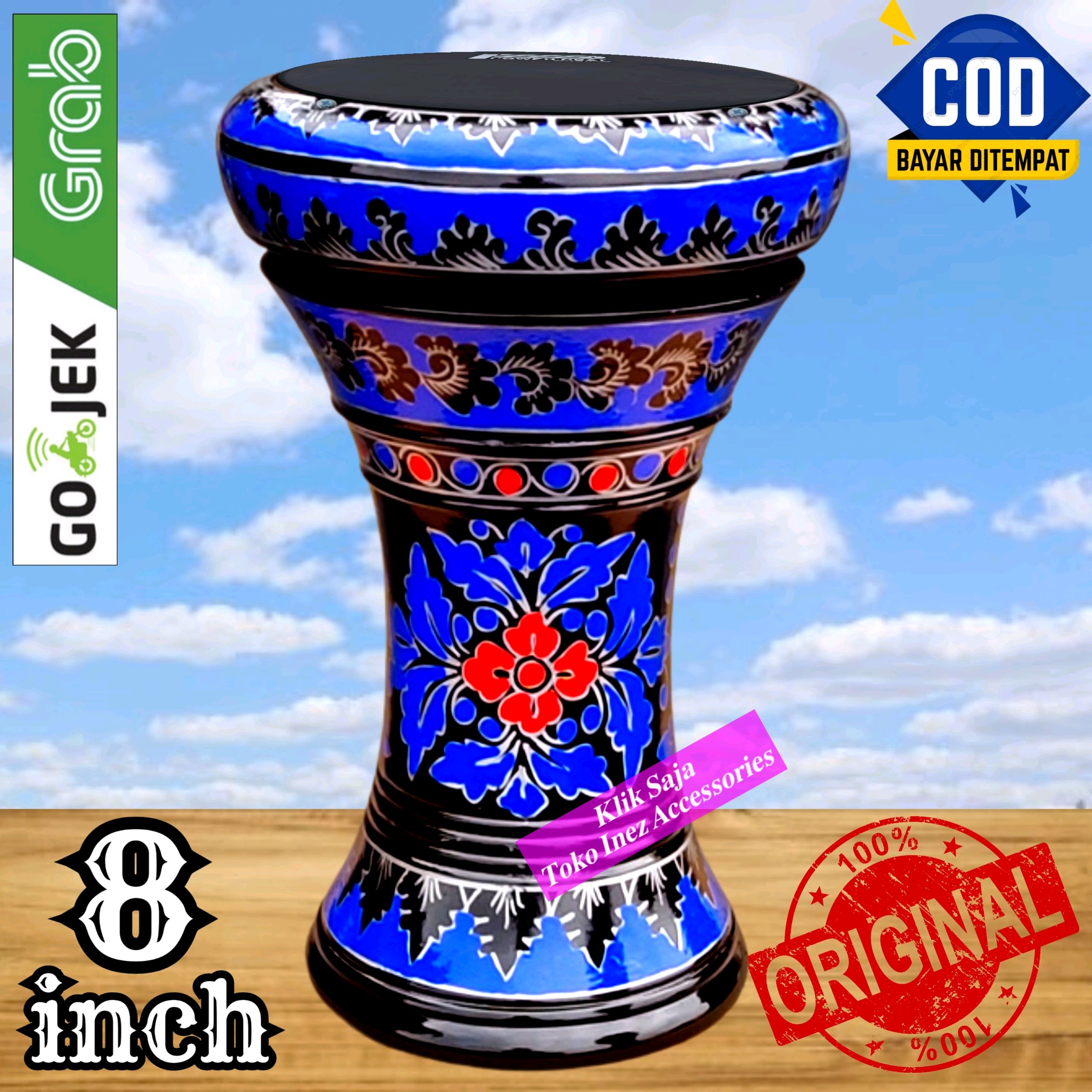 Promo Dumbuk Atau Darbuka Kayu 8 Inch Hitam Biru Power Beat Diskon 10