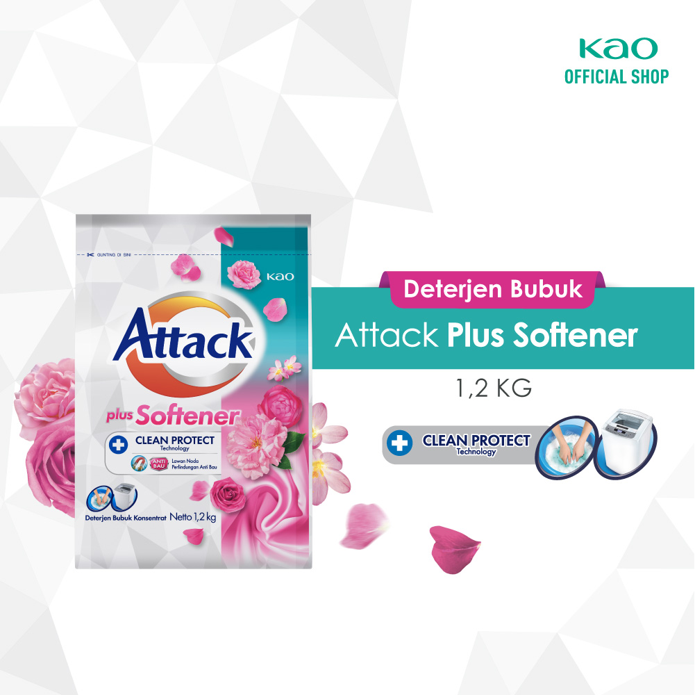 Promo Attack Plus Softener Detergent Powder All Types of Washing Machines 1200 gr Laundry Soap