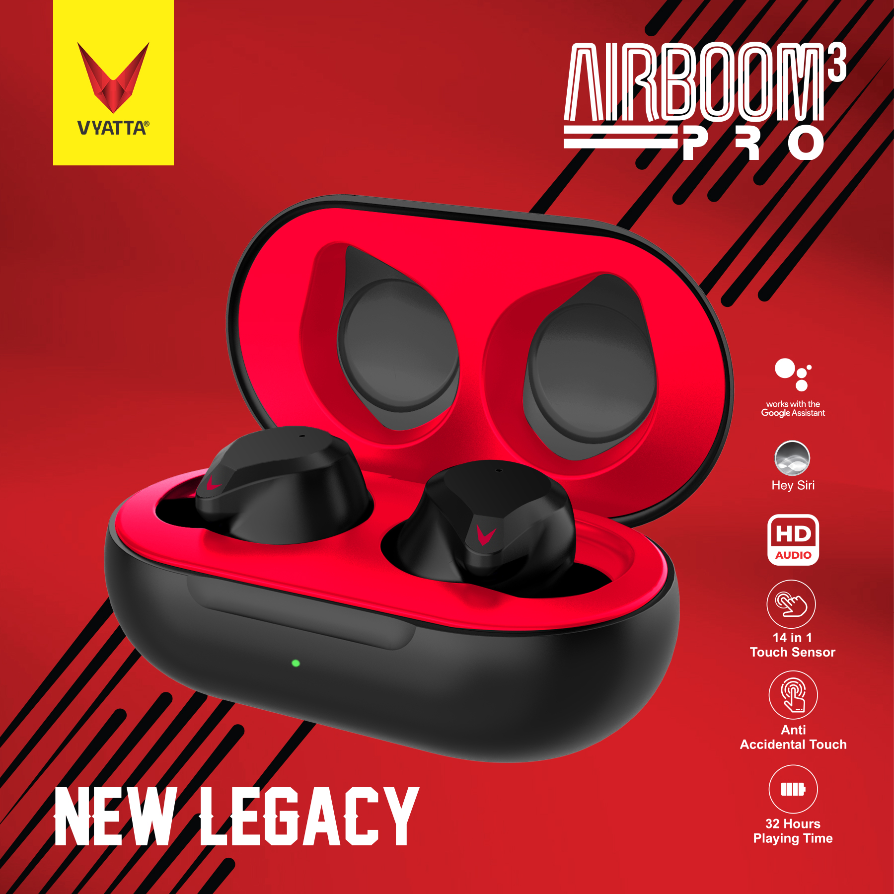 Jual VYATTA AIRBOOM PRO 2 TWS BLUETOOTH EARPHONE ENC 32 Hours