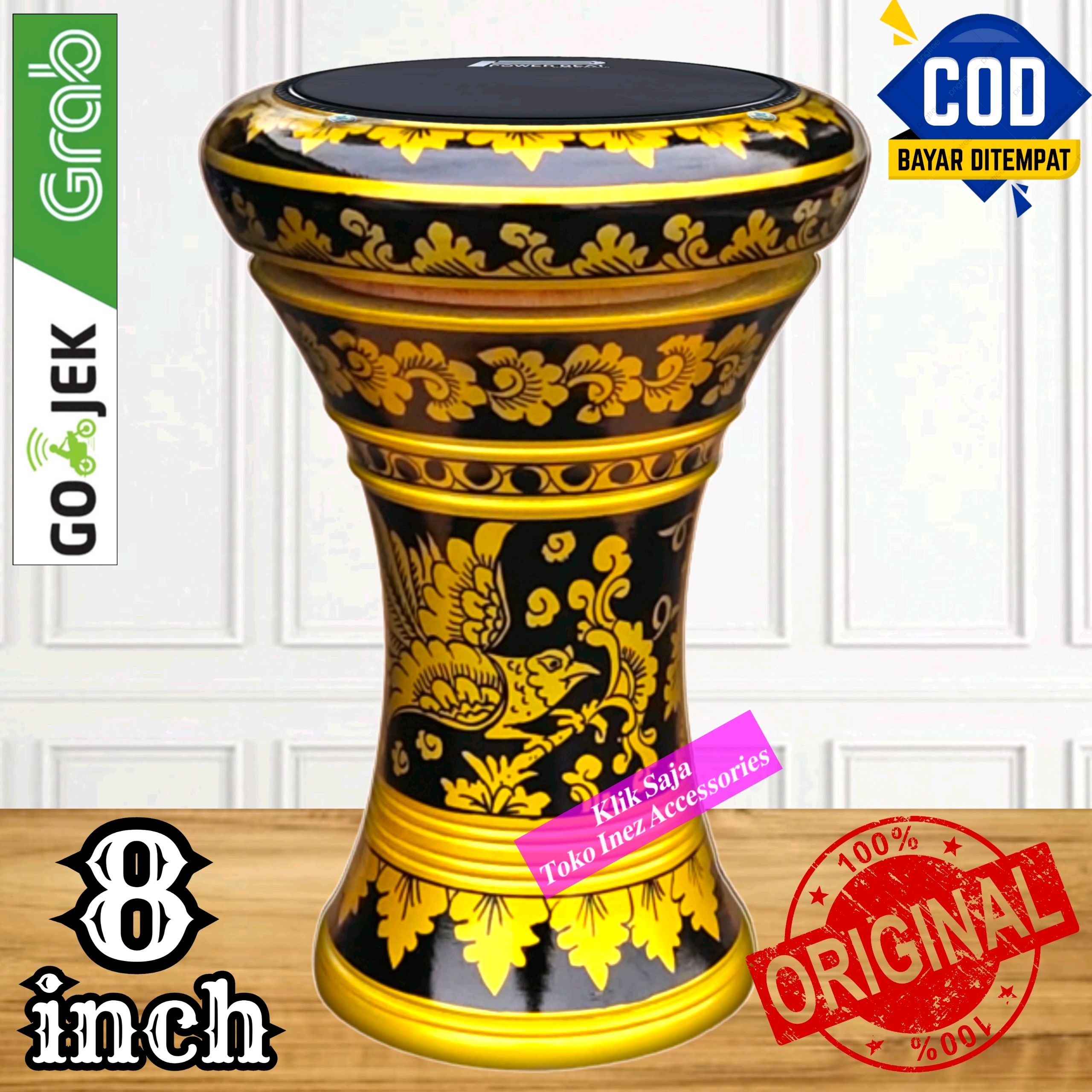 Promo Gendang Atau Darbuka Kayu 8 inch Gold Hitam Power Beat Hitam