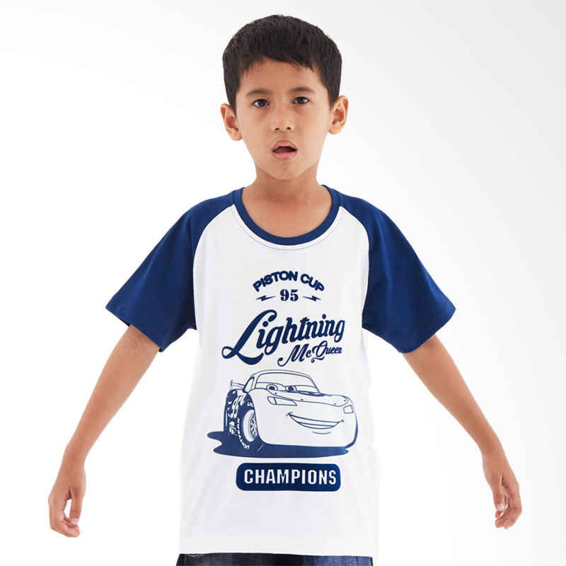 Jual Cars T-Shirt Raglan Print Piston Cup Champion Baju