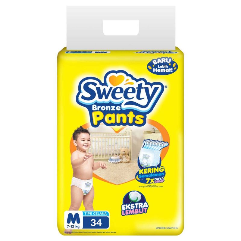 Jual Sweety Bronze Pants Popok Sekali Pakai [Size M/ 34+4 Pcs] di