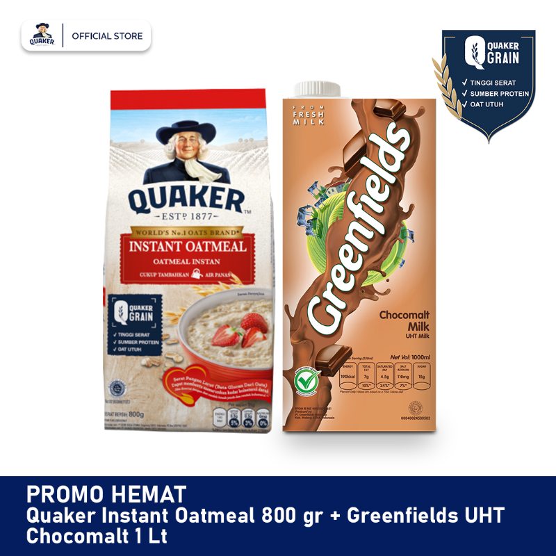 Jual Quaker Instant Oatmeal [800 g] + Greenfields Chocomalt Minuman ...