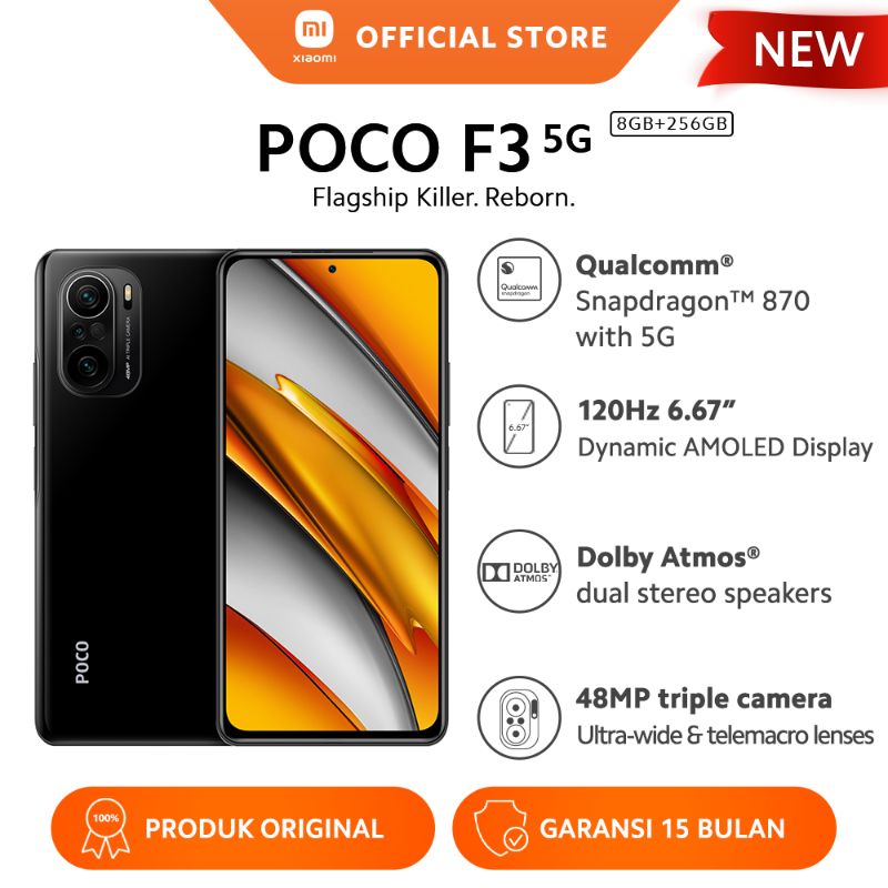 Jual POCO F3 (8GB + 256GB) Snapdragon™ 870 48MP AI Triple Kamera Layar  120Hz 6.67” AMOLED 4520mAh - Night Black di Seller Xiaomi Store  (Smartphone) - Gudang Blibli