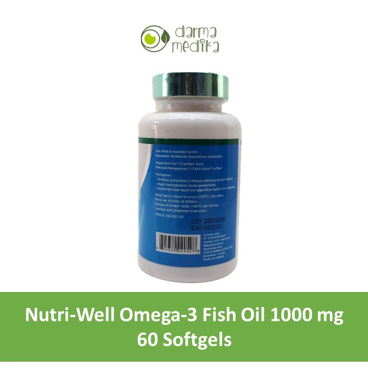 Jual Nutriwell Omega 3 Fish Oil Suplemen [1000 mg/60 Softgels] di