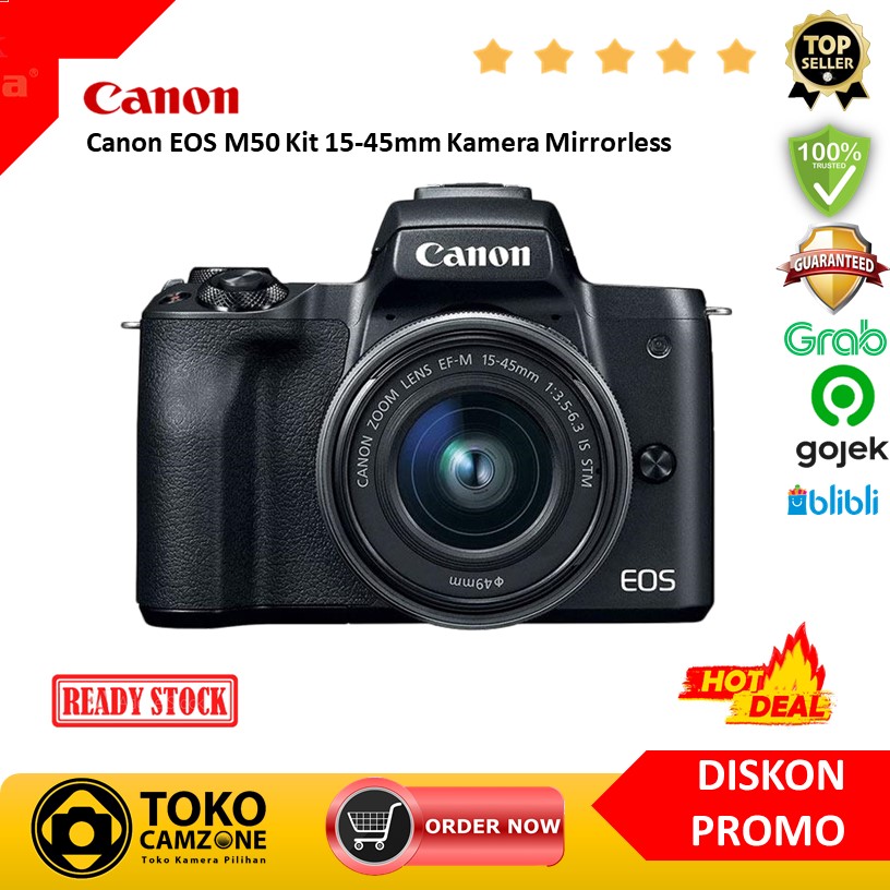 Jual Canon Eos M50 Kit 1545mm Kamera Mirrorless Black Tokocamzone Di Seller Toko Camzone