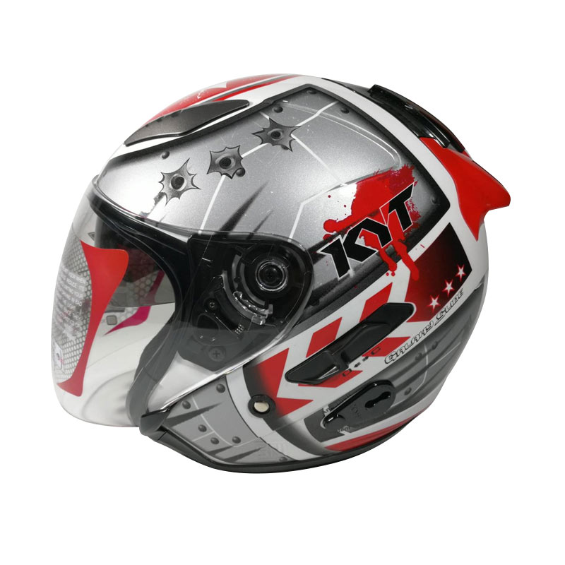 Jual KYT Galaxy Slide 1 Double Visor Helm Half Face White Red di