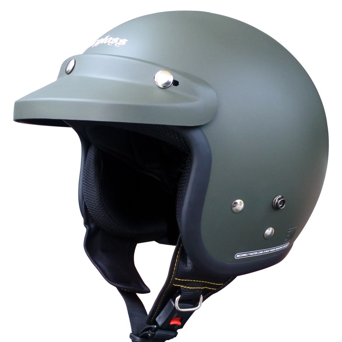 âˆš Cargloss Cfm Retro Army Helm Half Face - Green Doff