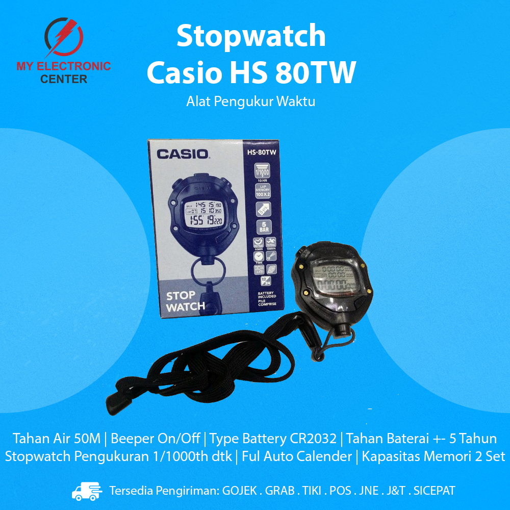 Promo Stopwatch Casio HS80TW Alat Pengukur Waktu Stop Watch Casio HS80