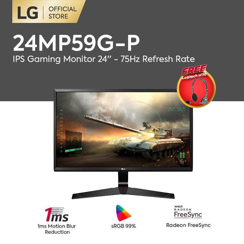 Jual LG 24MP59G-P Gaming Monitor 24-Inch IPS with 75Hz Refresh Rate  Ms  MBR Free Logitech H110 -- di Seller Blibli Official Store (Komputer  Acc) Gudang Blibli Blibli