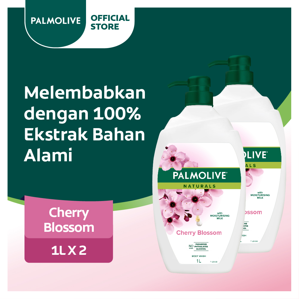 Promo Palmolive Naturals Cherry Blossom Body Wash 1 L Twinpack [2 Pcs