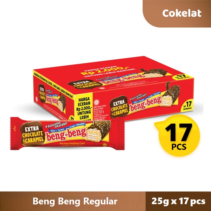 Promo Beng Beng Regular Extra Chocolate & Caramel [25 G/ 17 Pcs/ Box