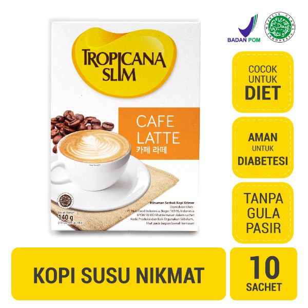 Jual Tropicana Slim Cafe Latte 10 Sachet Kopi Susu Nikmat Tanpa Gula Pasir di Seller TIPTOP