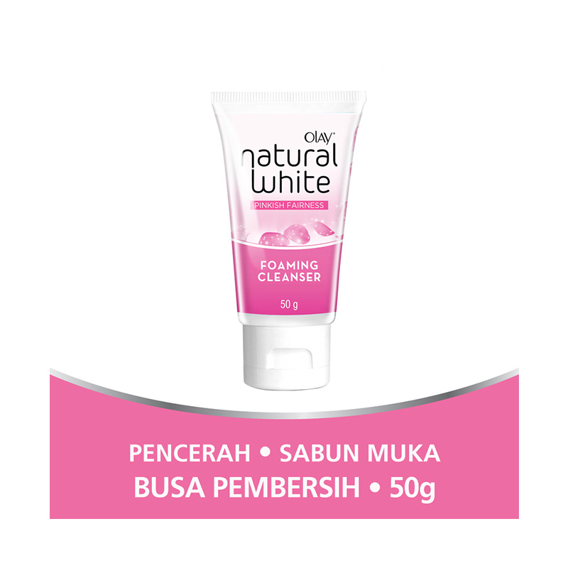 olay natural white foaming face wash