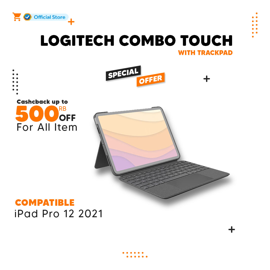 Jual Logitech Combo Touch Backlit Keyboard Case for iPad Pro 12 M1 2021