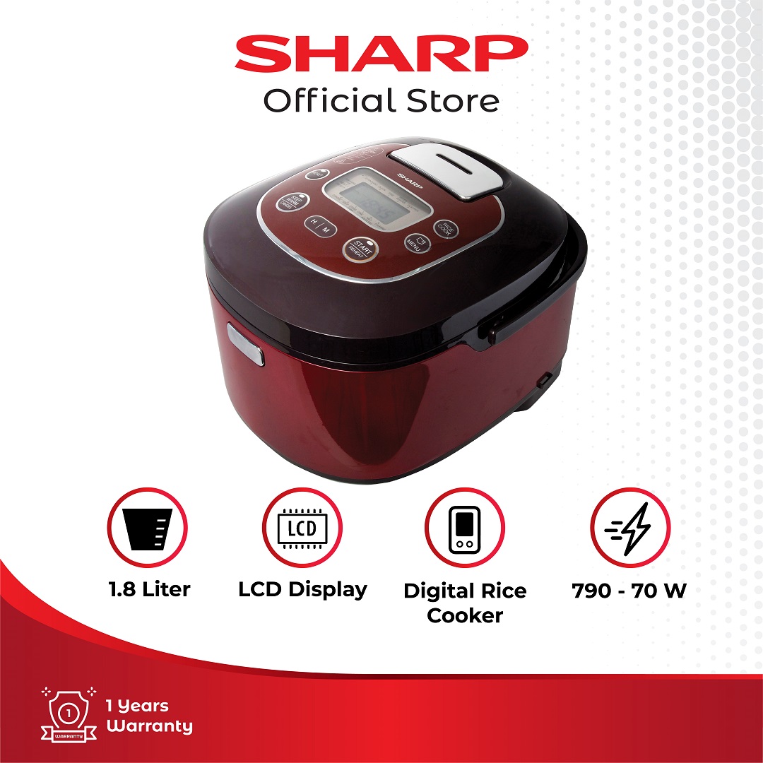 Jual Sharp Ksth18rd Digital Rice Cooker 1.8 Liter Red Di Seller