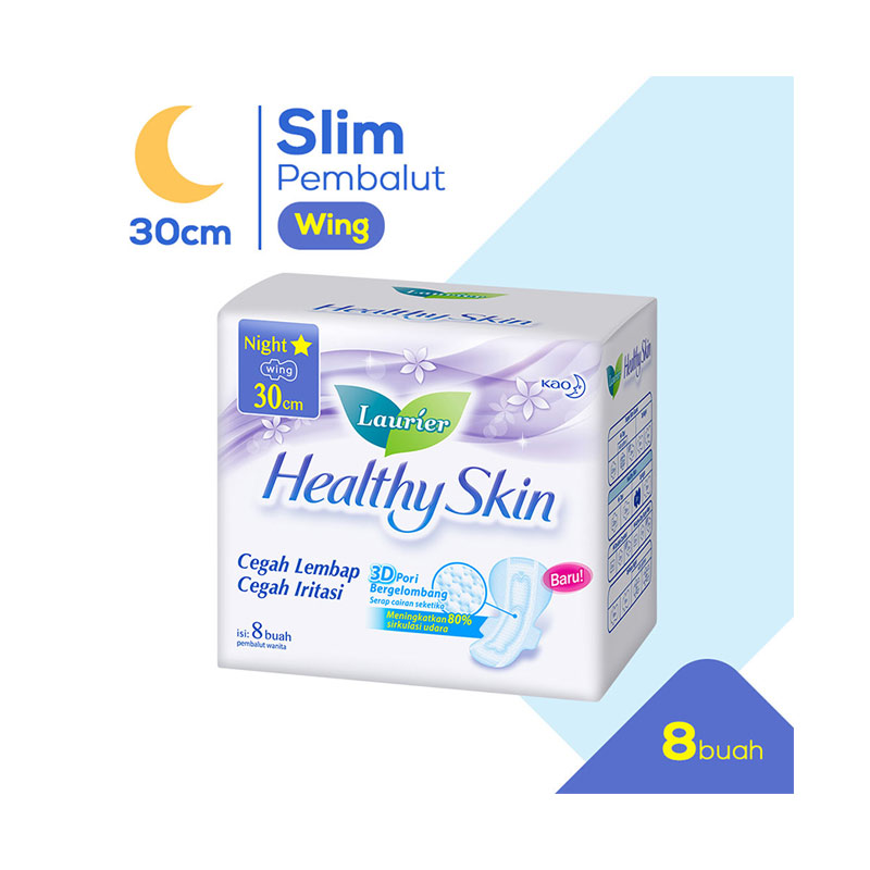 Jual Laurier Healthy Skin Night Pembalut Wanita [30 cm/ 8 pcs] di