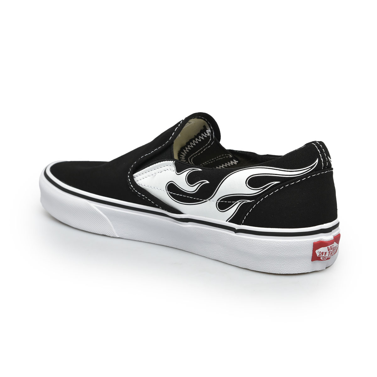 black white flame vans