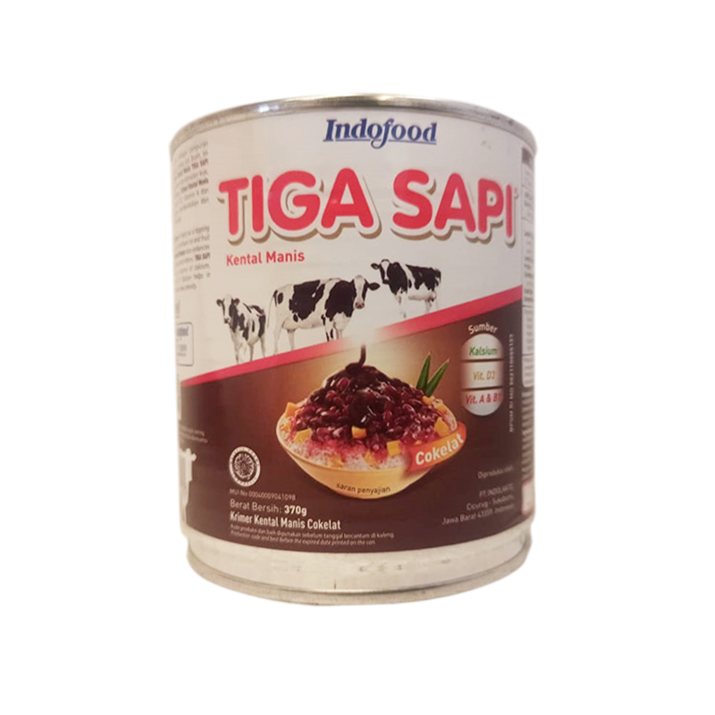 Promo Tiga Sapi Chocolate Susu Kental Manis [370 g] Diskon 10% di