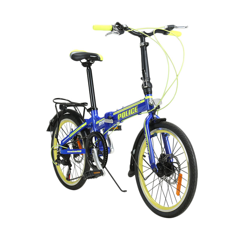 Jual Element Police Texas Folding Bike - Biru List Kuning
