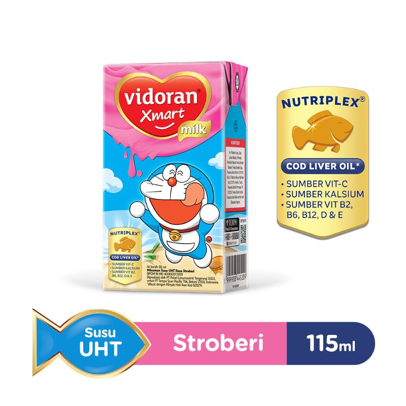 â Vidoran Xmart Stroberi Uht Susu Cair [115 Ml/ 10 Pcs
