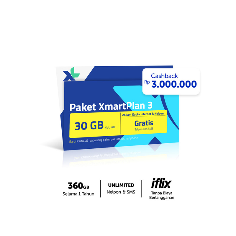 Jual XL XmartPlan 30GB/Bulan Kartu Perdana Voucher