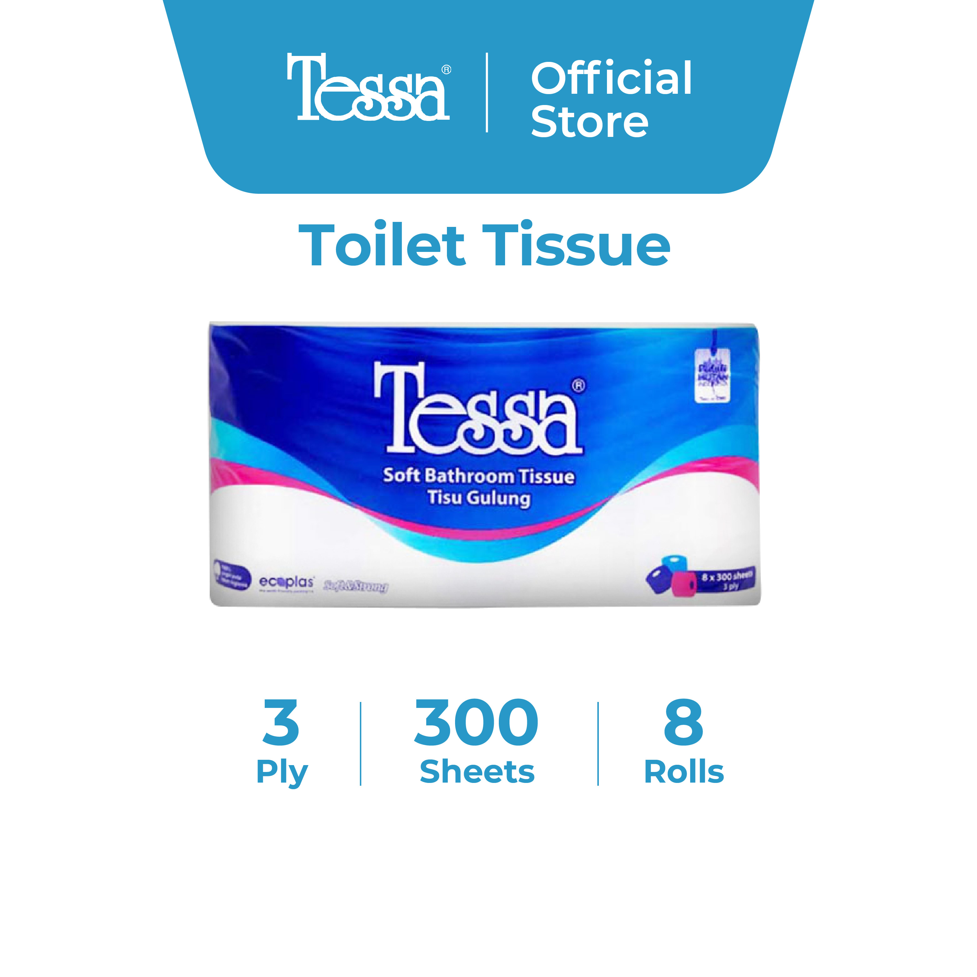 Promo Tessa Toilet Terra Tissue 300 Sheets 3 Ply [8 Rolls/ 1 Pack