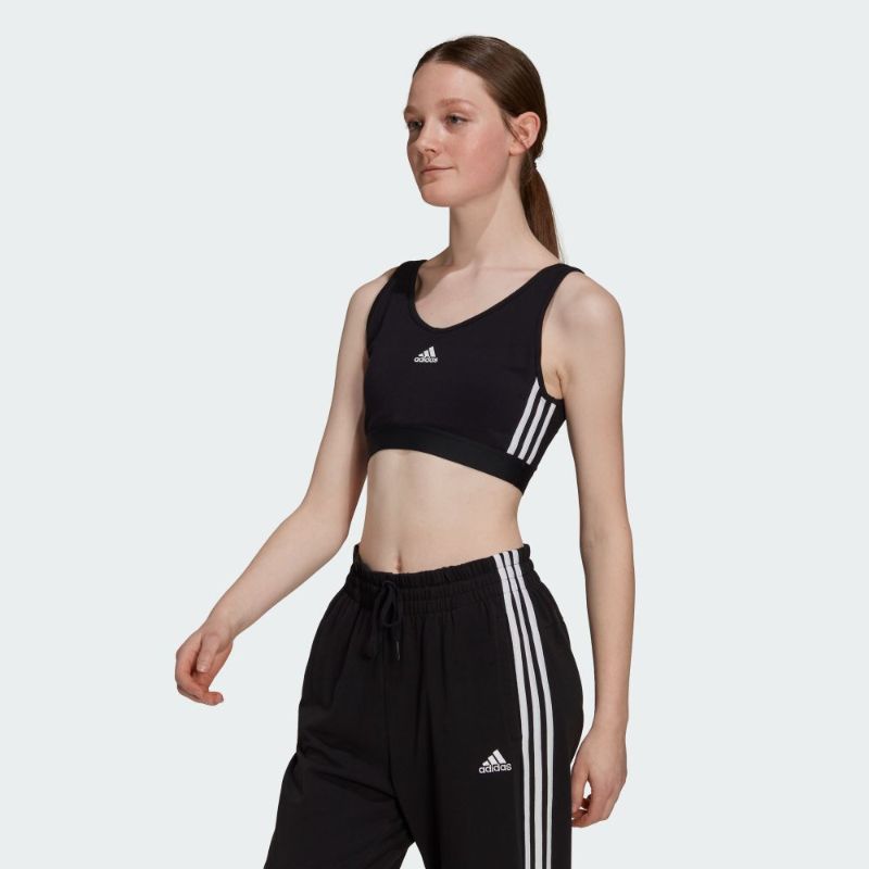 Stripes Crop Top Atasan Olahraga 