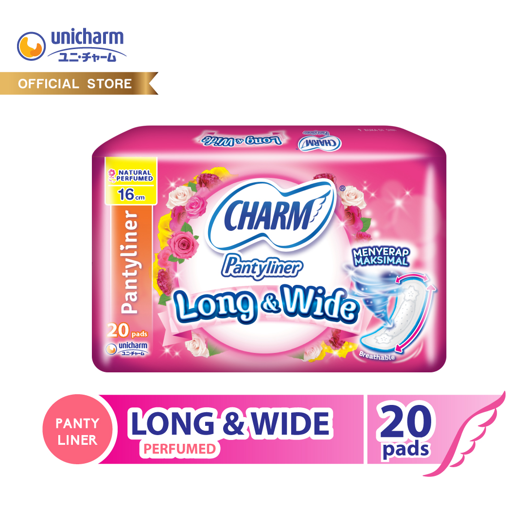 Promo Charm Pantyliner Long Wide Perfumed 20s Diskon 14% Di Seller