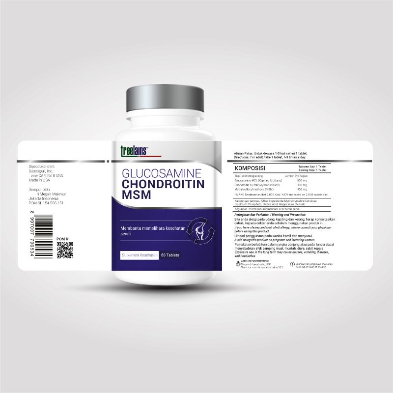 Jual Treelains Glucosamine Chondroitin MSM 60 Tabs - Vitamin ...