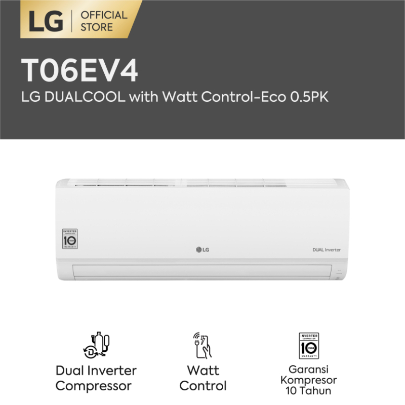 Jual LG T06EV4 Dual Cool Eco Inverter AC Split [1/2 PK/Watt Control