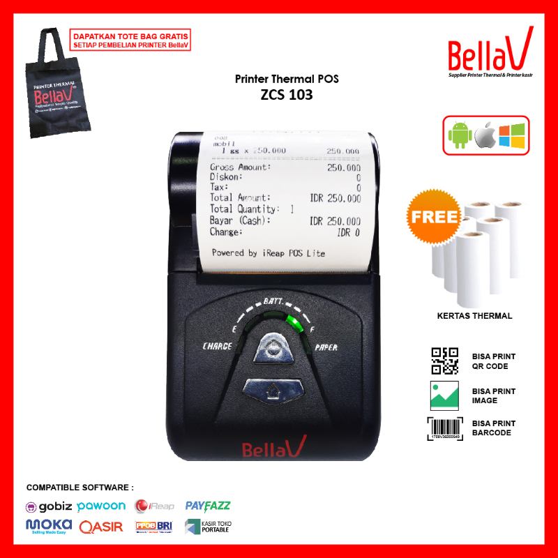 Jual Printer Thermal Bluetooth BellaV ZCS 103 Support BRILink, PayFazz
