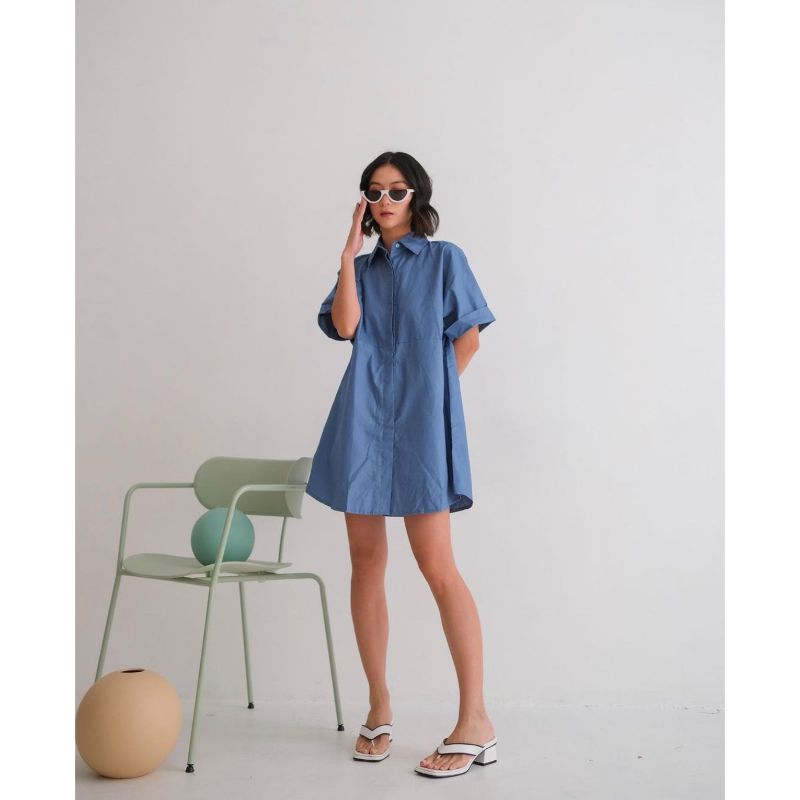 Promo 9 to 12 Duma Mini Shirt Dress Ikat Tunik Wanita RD78 - Blue Semua Ukuran di Seller 9to12 Woman - Kota Jakarta Timur, DKI Jakarta | Blibli
